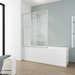 Badewannenfaltwand 'Komfort' vollgerahmt, gestreift, 70-118 x 140 cm, 2-teilig