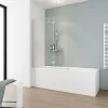 Badewannenfaltwand 'Komfort' teilgerahmt, aluminiumfarben, 112 x 140 cm, 2-teilig