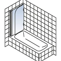 Badewannenfaltwand 'Komfort' teilgerahmt, aluminiumfarben, 112 x 140 cm, 2-teilig