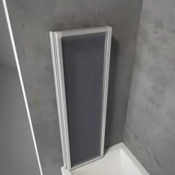 Badewannenfaltwand 'Komfort' Kunstglas Aluminium 127 x 140 cm 3-teilig