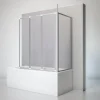 Badewannenfaltwand mit Seitenwand vollgerahmt 71 x 129 x 140 cm