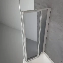 Badewannenfaltwand mit Seitenwand vollgerahmt 71 x 129 x 140 cm