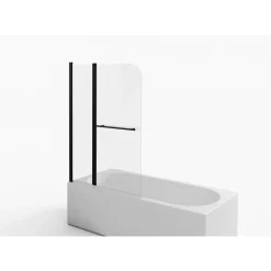Badewannenfaltwand schwarz 2-teilig 100 x 140 cm