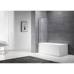 Badewannenfaltwand teilgerahmt, aluminiumfarben, 75 x 140 cm, 1-teilig