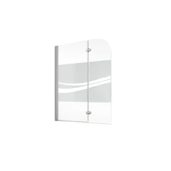 Badewannenfaltwand 2-teilig 'Komfort' Echtglas Dekor Liane, Chromoptik 114 x 140 cm