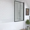 Badewannenfaltwand vollgerahmt schwarz 75 x 130 cm