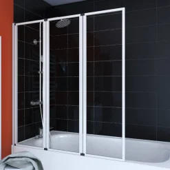 Badewannenfaltwand weiß 3-teilig 125 x 143 cm