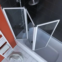 Badewannenfaltwand weiß 3-teilig 125 x 143 cm