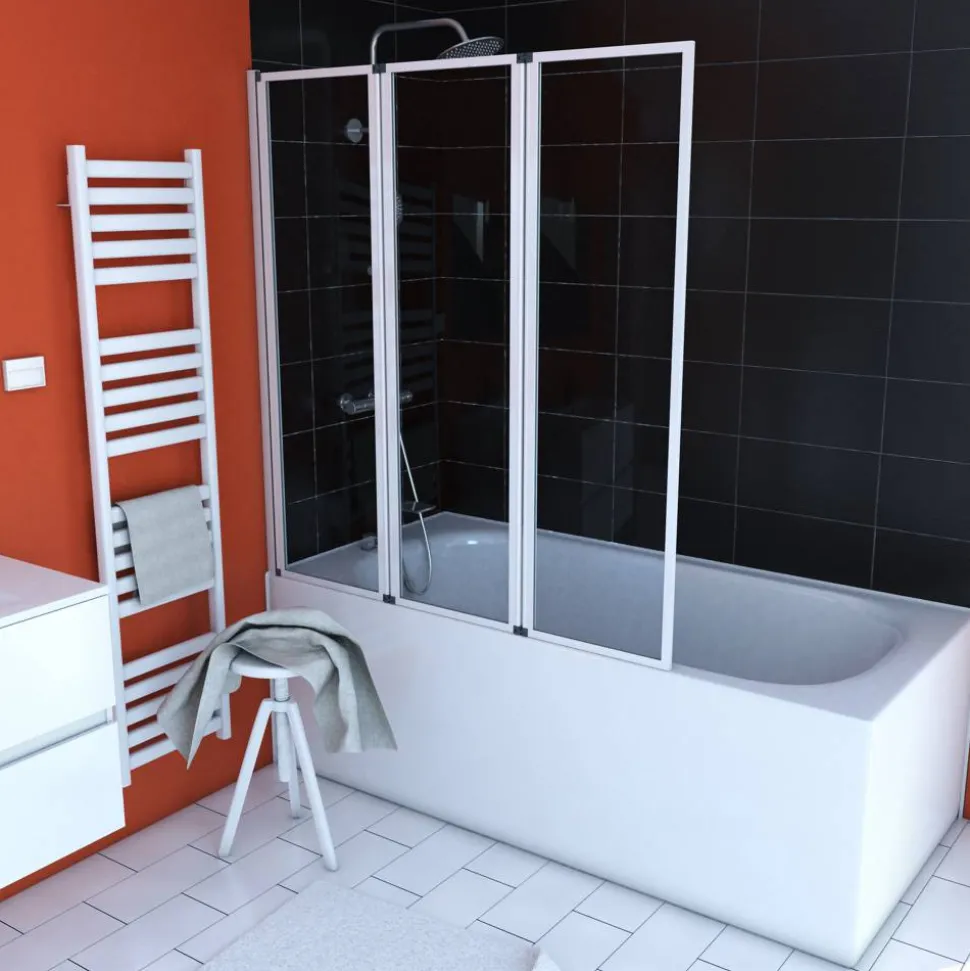 Badewannenfaltwand weiß 3-teilig 125 x 143 cm