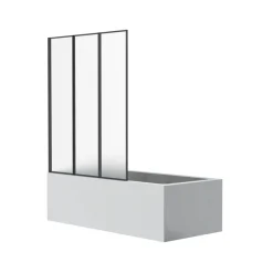 Badewannenfaltwand 'Jana' schwarz 3-teilig 120 x 140 cm