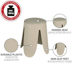 Badhocker 'Comiso' Kunststoff beige matt Ø 44 x 46 cm