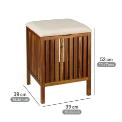 Badhocker 'Fondi' Akazienholz braun 39 x 52 x 39 cm
