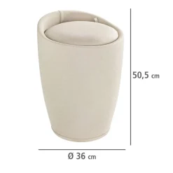 Badhocker mit Wäschesack 'Candy' beige Ø 36 x 50,5 cm
