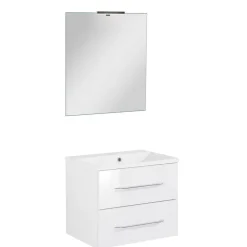 Badmöbelset 'b.clever' Spiegelelement und Waschbecken mit Unterschrank weiß/weiß