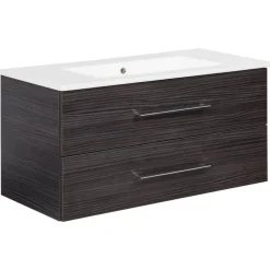 Badmöbelset 'b.perfekt' Spiegelelement und Waschbecken mit Unterschrank weiß/Dark Oak