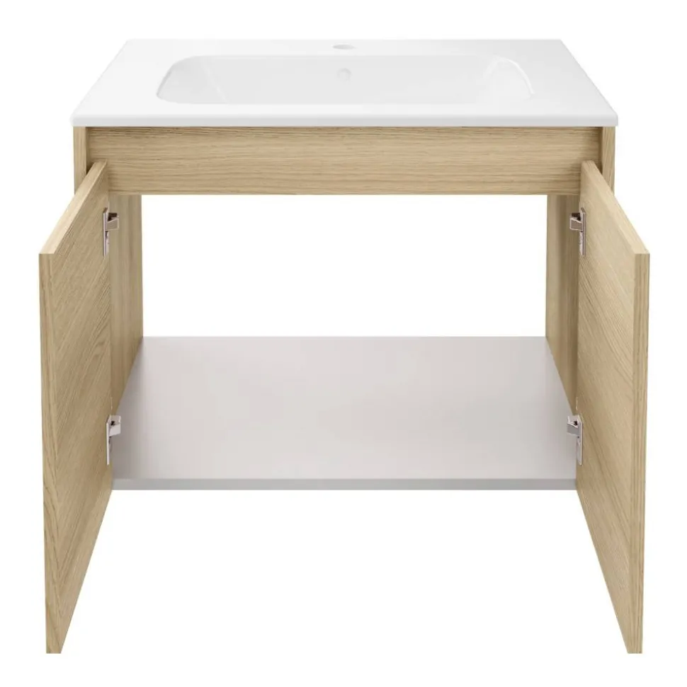 Badmöbelset 'Compact Line' 70 cm 5-teilig eichefarben mit Spiegelschrank