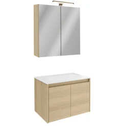 Badmöbelset 'Compact Line' 70 cm 5-teilig eichefarben mit Spiegelschrank