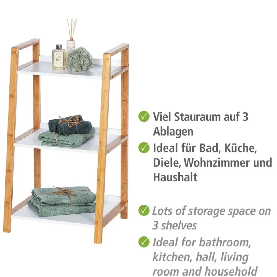 Bad-Regal 'Finja' Bambus/weiß 3 Böden 43 x 36 x 76 cm