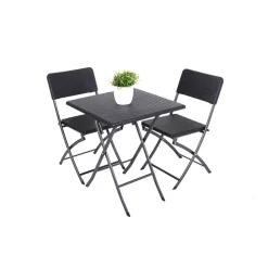 Balkonmöbelset 'Ventana' Stahl schwarz 3-teilig
