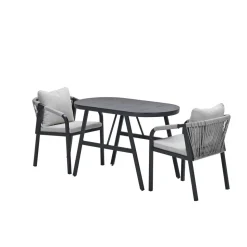 Balkonmöbelset 'Terni' Aluminium sand/grau 3-teilig