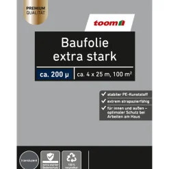 Baufolie extra stark 4 x 25 m 200 g/m² transluzent