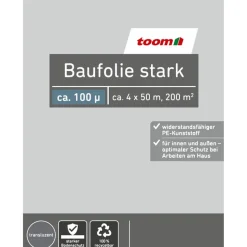 Baufolie stark 4 x 50 m 100 g/m² transluzent