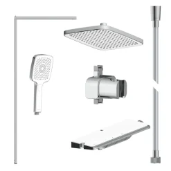 Überkopfbrause-Set 'Hawaii' chrom/weiß Thermostatarmatur und Ablage, 110 cm