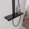 Überkopfbrause-Set 'Hawaii' schwarz matt Thermostatarmatur und Ablage, 110 cm