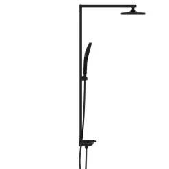 Überkopfbrause-Set 'Hawaii' schwarz matt Thermostatarmatur und Ablage, 110 cm