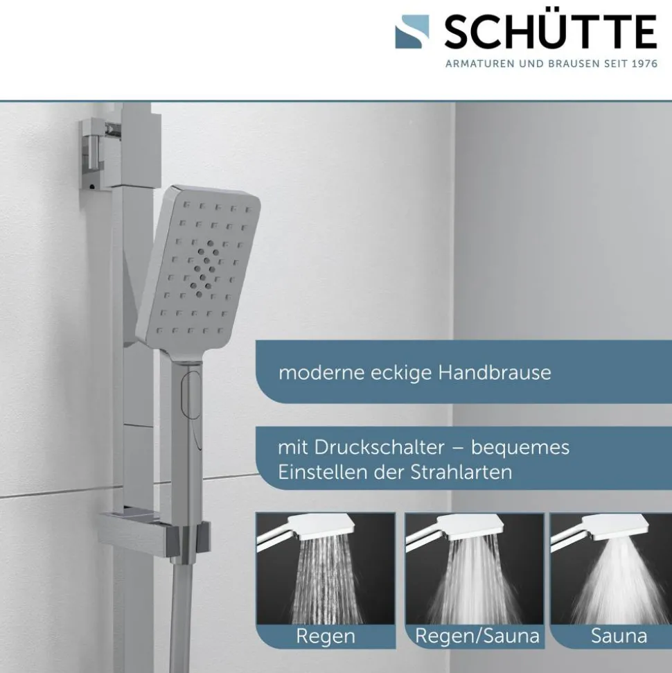 Überkopfbrause-Set 'Ocean' mit integrierter Thermostat-Duscharmatur chrom, anthrazit