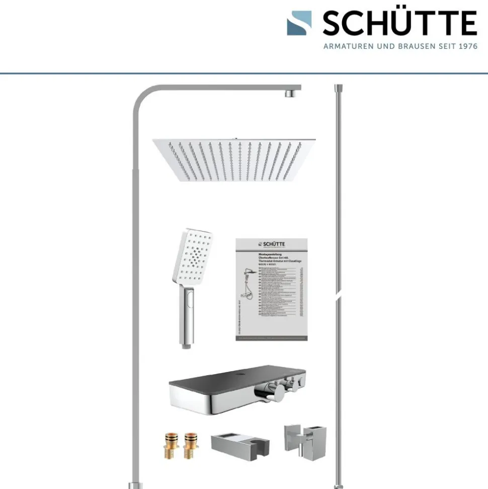 Überkopfbrause-Set 'Ocean' mit integrierter Thermostat-Duscharmatur chrom, anthrazit