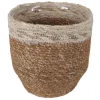 Übertopf Hogla-Gras natur Rand beige mit Polybeutel Ø 18 x 18 cm
