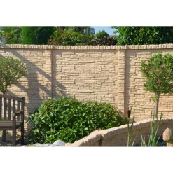 Betonzaunplatte 'Mediterran Nostalgie' Beton/Stahl grau 144 x 30 x 4 cm