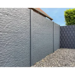 Betonzaunplatte 'Standard Rockstone' 200 x 38,5 x 3,5 cm grau