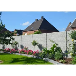 Betonzaunplatte 'Standard Fels' 200 x 38,5 x 3,5 cm grau