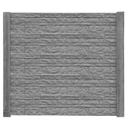Betonzaunplatte 'Standard Fels' 200 x 38,5 x 3,5 cm grau