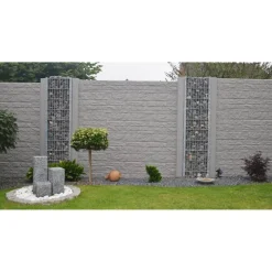 Betonzaunplatte 'Standard Fels' 200 x 38,5 x 3,5 cm grau