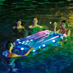 Bierpong Luftmatratze 'Aqua Glow' blau mit LED-Funktion 160 x 84 x 19 cm