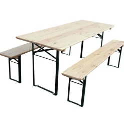 Bierzeltgarnitur klappbar Metall/Nadelholz 70 x 220 cm 3-teilig