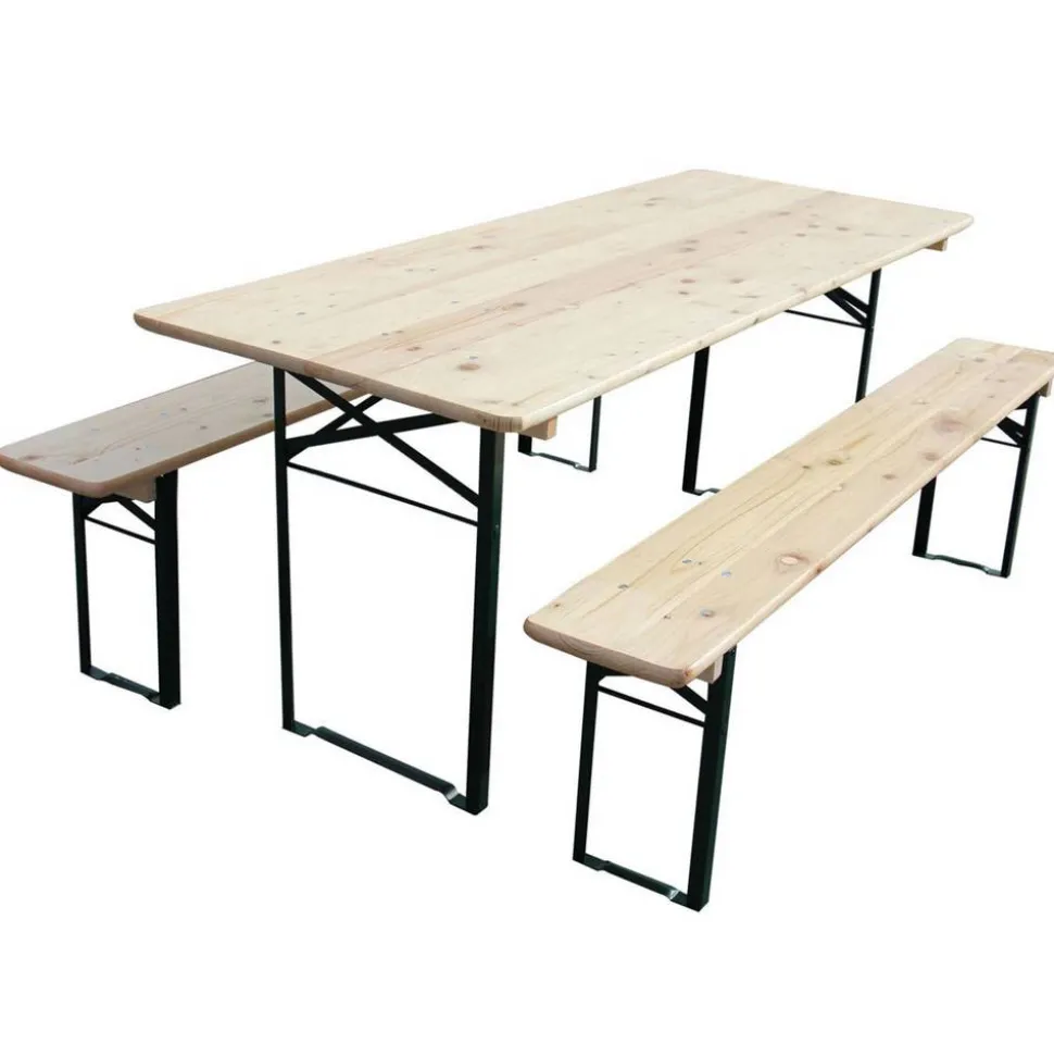 Bierzeltgarnitur klappbar Metall/Nadelholz 50 x 220 cm 3-teilig