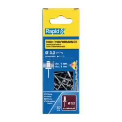 Blindniete Aluminium Ø 3,2 x 6 mm 50 Stück inkl. Bohrer