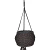 Blumenampel Polyrattan grau/braun rund bauchig Ø 31 x 21/70 cm, mit Polybeutel