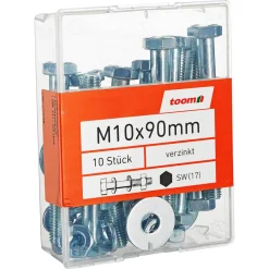 Bodenhülsenset SW17 Stahl M10 x 90 mm 10 Stück