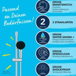Brausestangenset 'Vitalio Start 110' chromfarben 2 Strahlarten, 60 cm