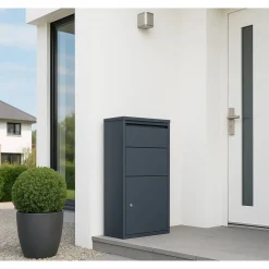 Briefkasten mit Paketbox 'Pollux' Stahl anthrazit 44 x 22 x 82 cm