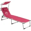 Campingliege 'Kanada' klappbar mit Sonnendach rot 60,5 x 30,5 x 200 cm