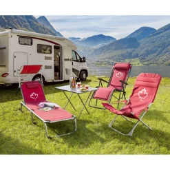 Campingliege 'Kanada' klappbar mit Sonnendach rot 60,5 x 30,5 x 200 cm