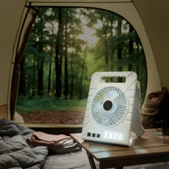 Camping-Ventilator weiß Solarpanel Front-/Seitenleuchten 19 x 25 cm