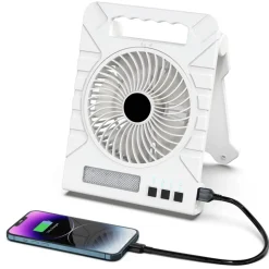 Camping-Ventilator weiß Solarpanel Front-/Seitenleuchten 19 x 25 cm