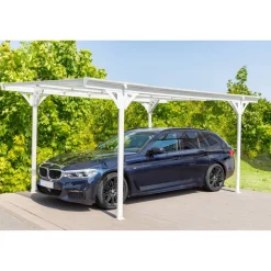 Carport 'Helsinki' mit Flachdach weiß Metall 503 x 305 x 232 cm